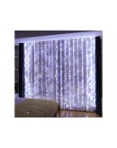 Светлинна завеса 300 LED гирлянда за прозорец с дистанционно управление в студени цветове 3м